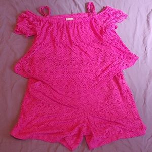 Pink Cold Shouler Romper